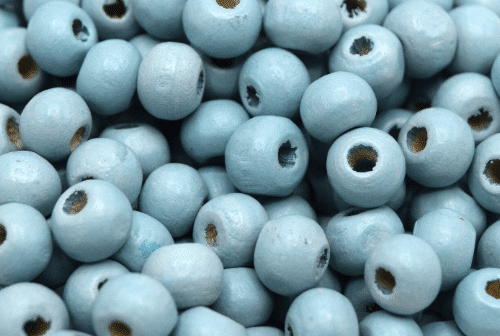 Perles en Bois rondes bleu ciel 6mm