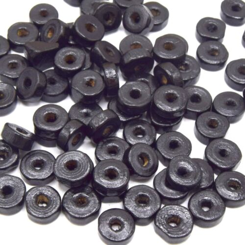 Perles en bois rondelle noire 8mm