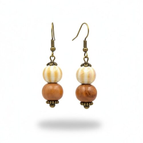 Boucles d'Oreilles Perles Olivier & Porcelaine