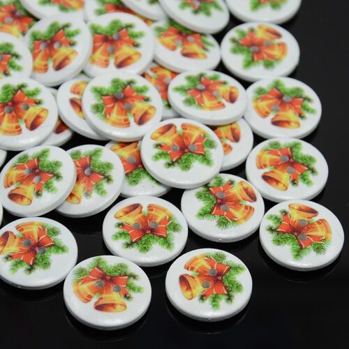 boutons de couture plat rond deux trous noel colorés 15mm