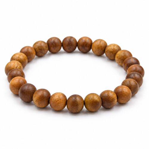 bracelet de perles en bois de santal marron
