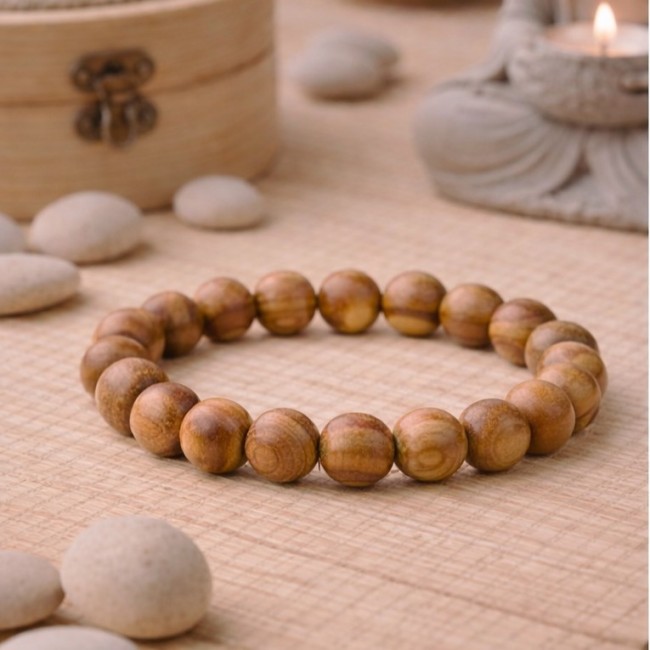 bracelets en bois d'olivier perles de 8mm bijoux mixte fond paille