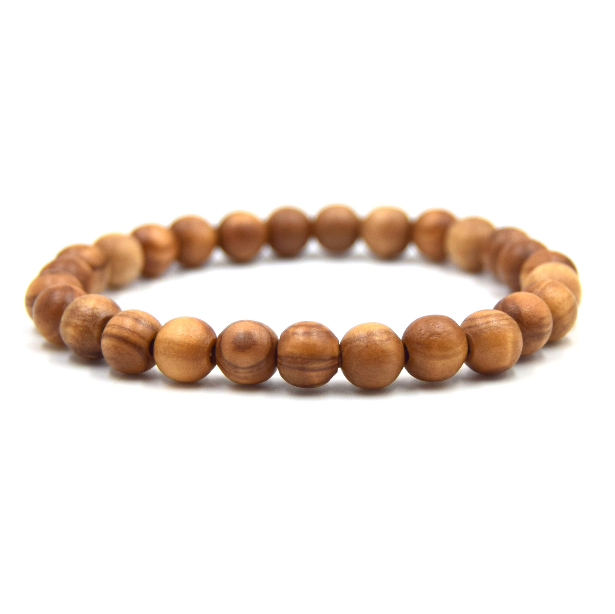 bracelets en bois d'olivier perles de 8mm bijoux mixte