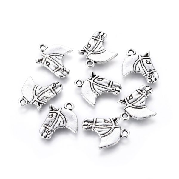 Pendentifs tête de cheval en alliage argenté – Image 2