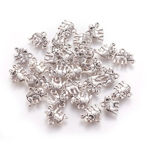 Breloques éléphants  argent antique 14mm x20 – Image 2