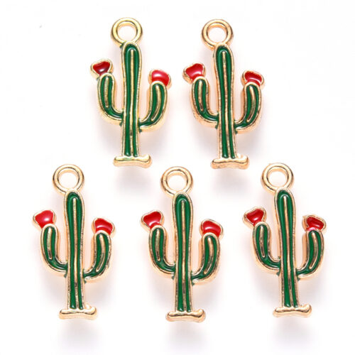 Breloques cactus émail x6