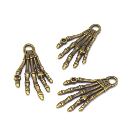 Pendentif main de squelette bronze x10