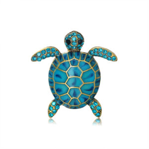 broche tortue de mer bleu carrapace avec écailles (1) op