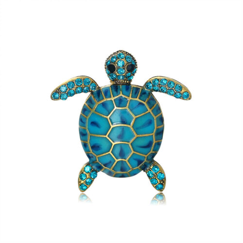 broche tortue de mer bleu carrapace avec écailles (1) op