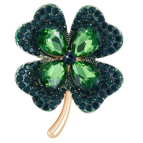 broche trefle à 4 feuille strass porte bonheur cadeau femme (3)