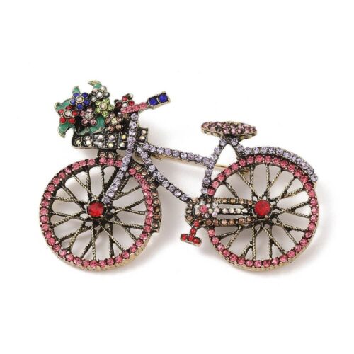 broche vélo avec strass bijoux femme, homme 2 opt