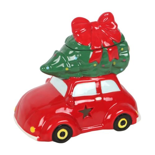 Brûle-Parfum voiture rouge avec sapin de Noël