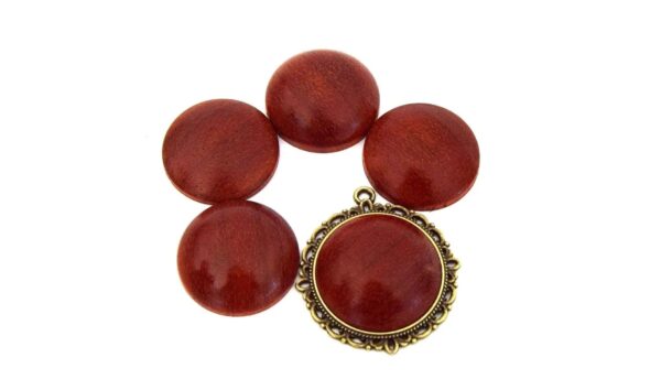 cabochon en bois de padouk rond 20 25 30 mm pour fabrication de bijoux
