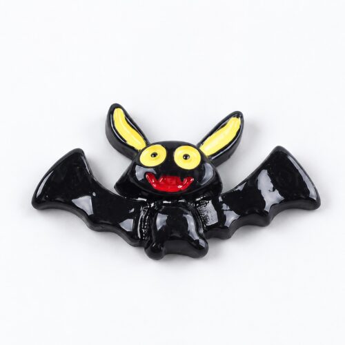 cabochon chauve souris noir souriante en résine