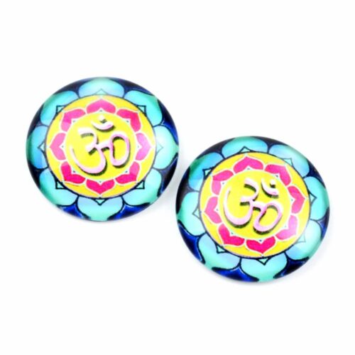 Cabochons en verre image thème yoga demi-rond Ø25mm