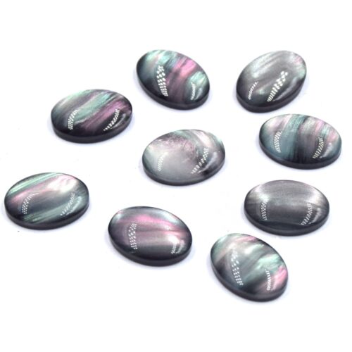 Cabochons en résine, coquille de l'imitation, ovale, noir, 14x10x4mm