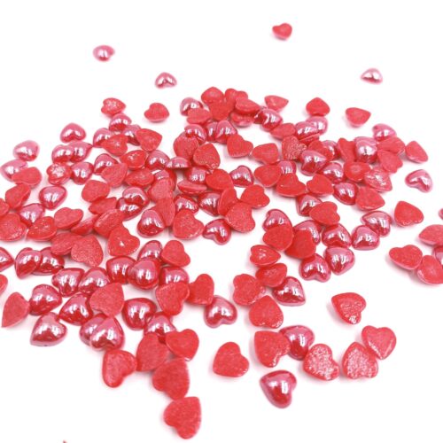 Cabochons coeur rouge résine 8mm x50