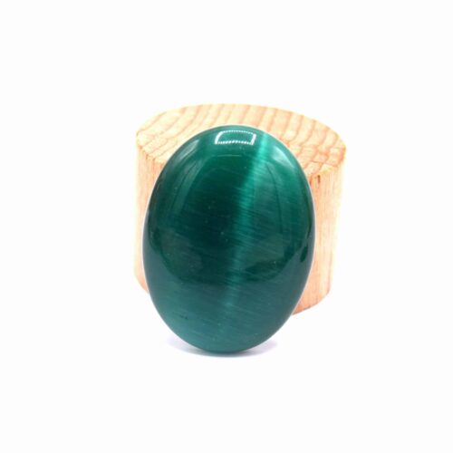 Cabochon oeil de chat 40x30mm ovale en verre vert