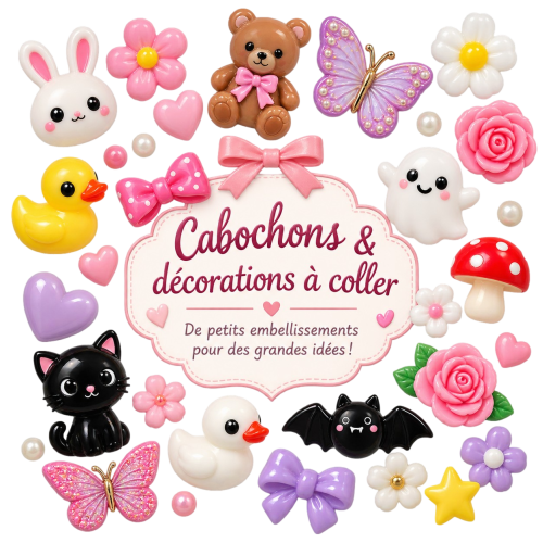 cabochons kawaii et décoration à coller