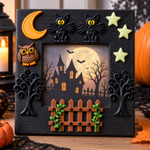 cadre halloween noir décoration en fimo diy