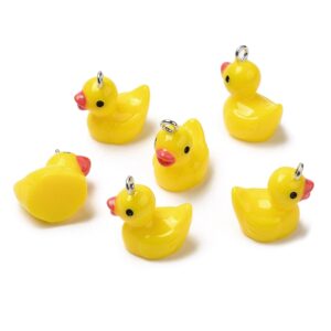 canard jaune en résine pendentif avec attaches (3)