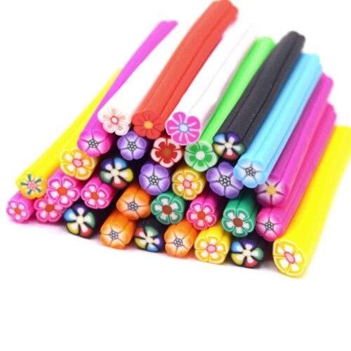 Assortiment de Mini Canes en Pâte Polymère Fleurs x20 - Pour Bijoux, Résine & Nail Art