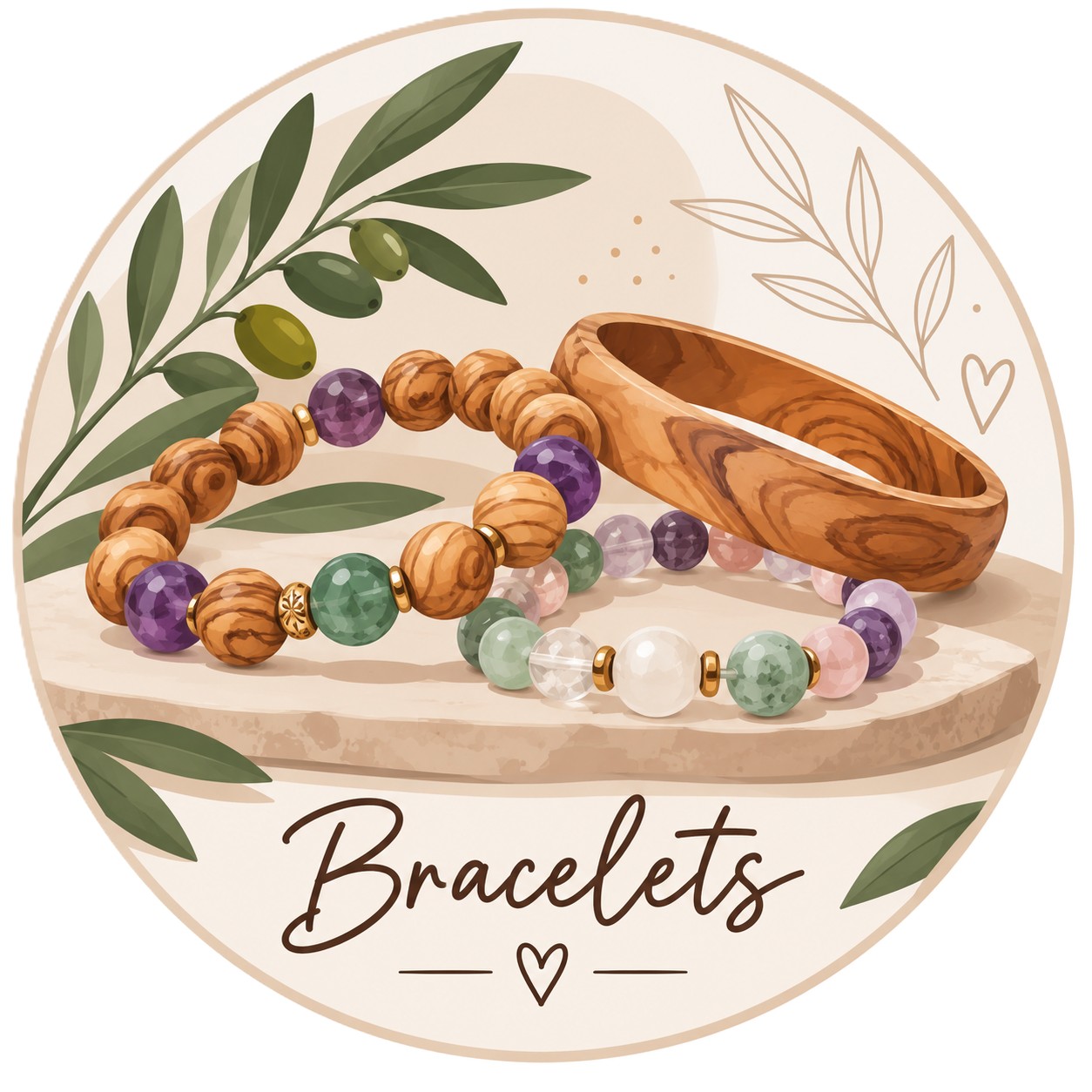 catégorie bracelets en bois et gemmes