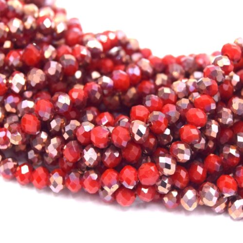 Perles en verre à Facettes électrolytique forme rondelle 4mm rouge