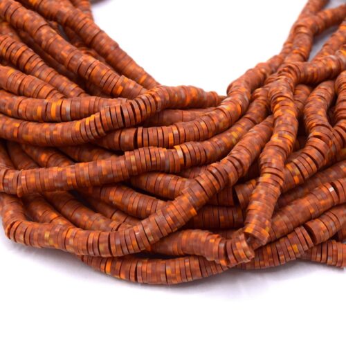 Chapelet de perles heishi Ø6mm pixels marron