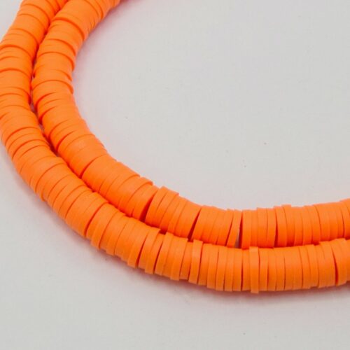 Chapelet de perles heishi Ø6mm orange fluo