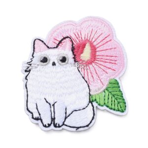 chat fleur de sakura patch customisation vêtements sac casquettes chaussures....