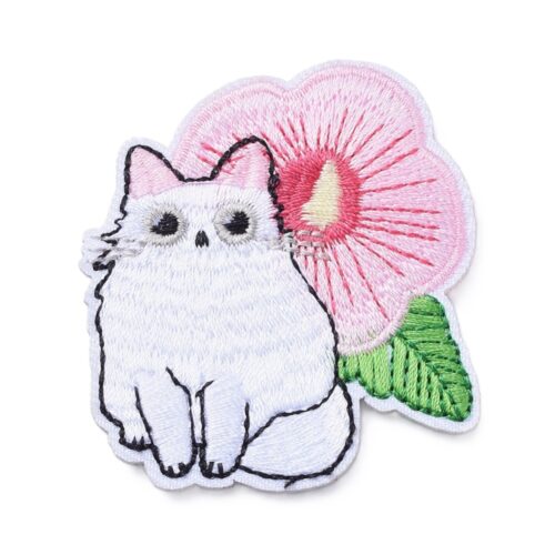 chat fleur de sakura patch customisation vêtements sac casquettes chaussures....