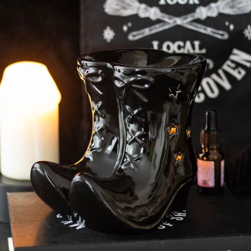 chaussure sorcière bottes noires halloween