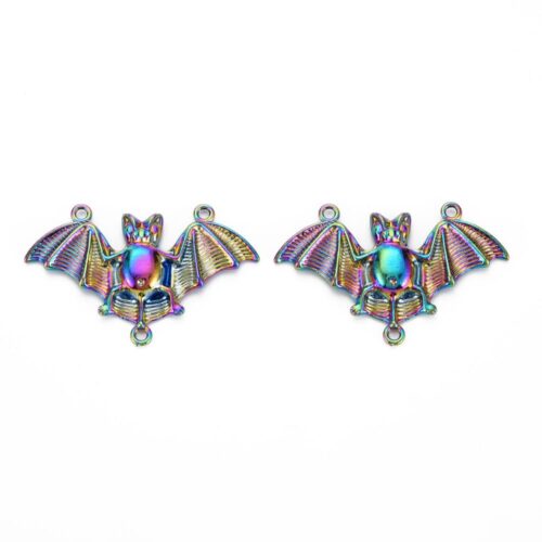 Pendentifs connecteur Chauves-souris en métal arc en ciel