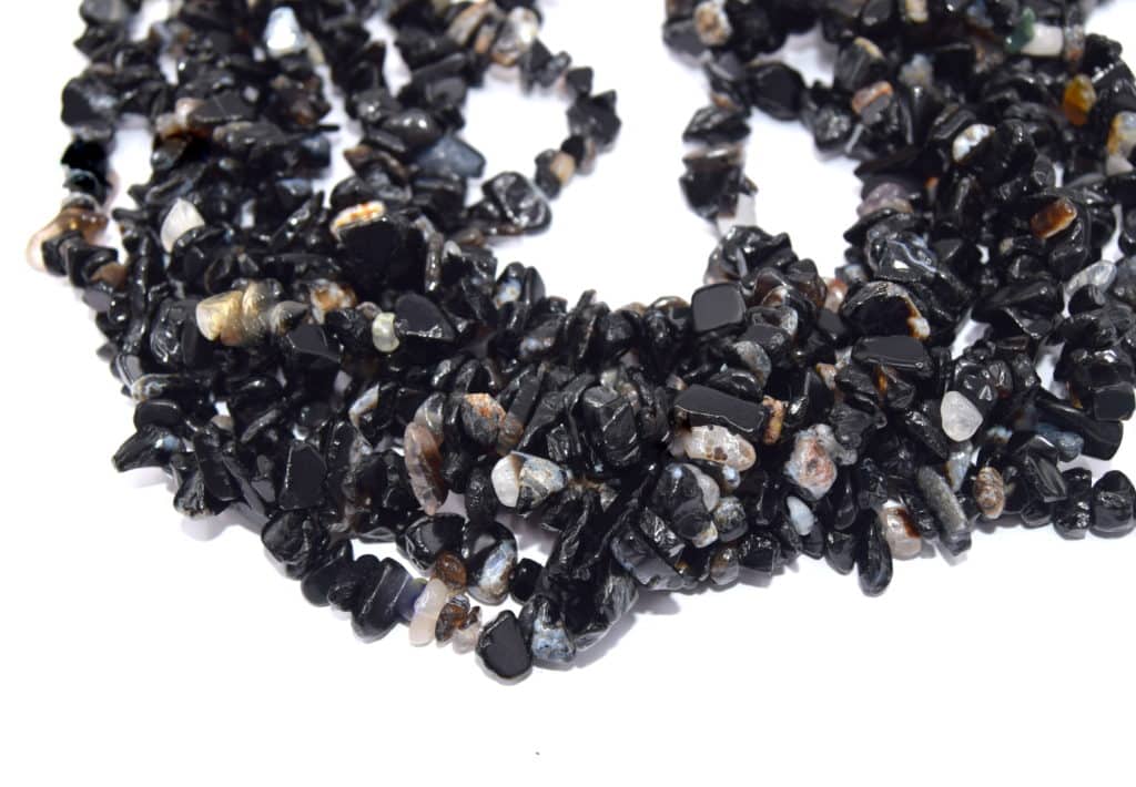 Perles de puce d'agate d'onyx noir