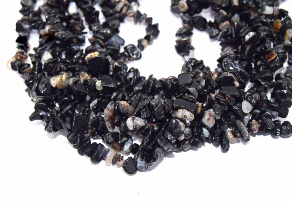 Perles de puce d'agate d'onyx noir