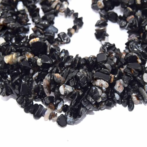 Perles de puce d'agate d'onyx noir