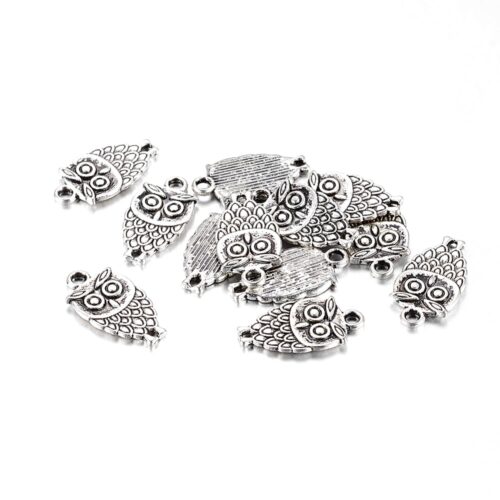 Breloques chouette en métal argent antique x20