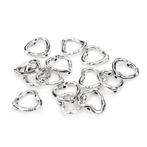 Perles cadre coeur métal argenté