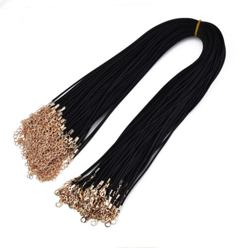 collier en cordon ciré avec les accessoires en fer, noir, 17 pouce, épaisseur de 1 (3)