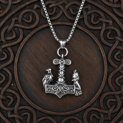 collier odin viking loup et corbeau