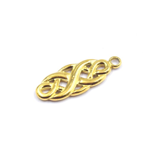 pendentif connecteur noeud en acier inoxydable plaqué or