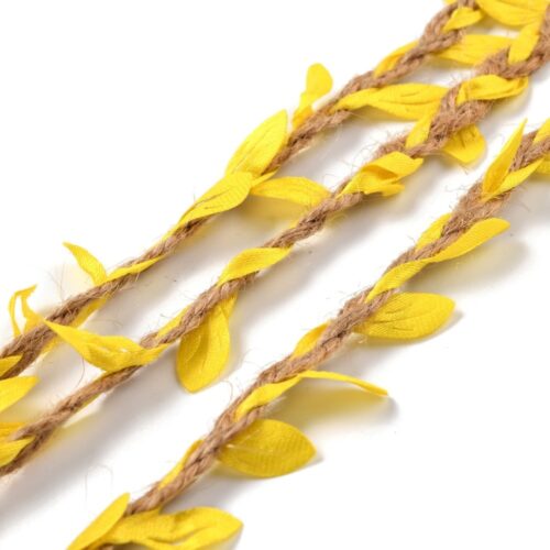 Cordon de chanvre feuilles en tissu jaune