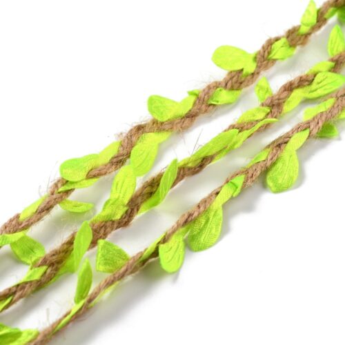 Cordon de chanvre feuilles en tissu vert clair