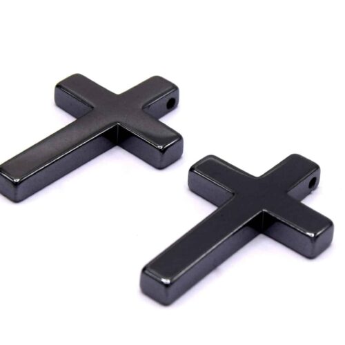 Pendentifs croix noire en hématite