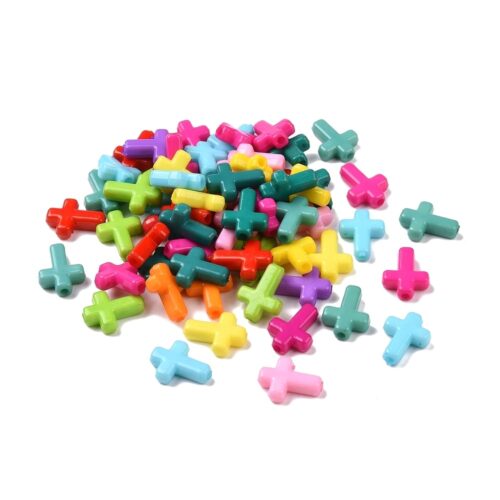 Perles croix acryliques mixte 16mm