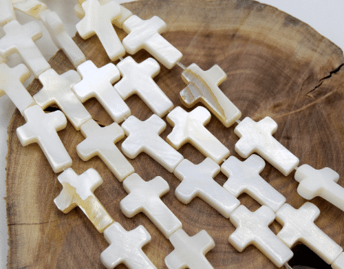 Perles croix coquillage nacre naturel