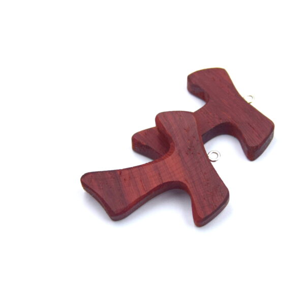 Croix Tau en Bois de Padouk Poli Main 4 cm, Attache piton x1 – Image 4