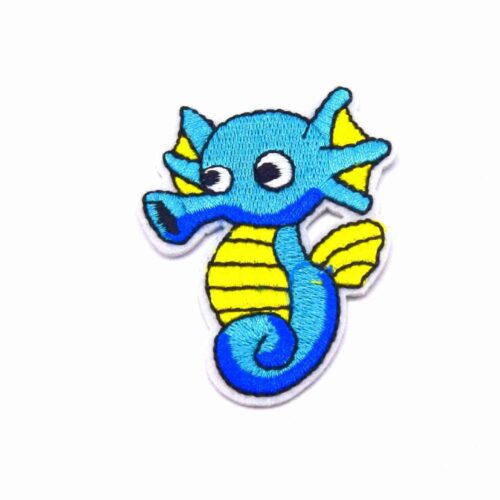 Ecussons patch thermocollant cheval de mer bleu