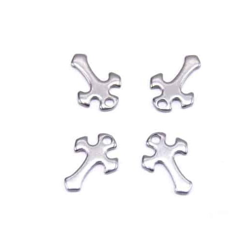 Pendentifs croix en acier inoxydable 201 – 13,5 mm lot de 10